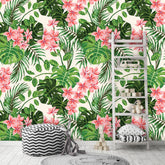 Exotic Flowers Leaves Wallpaper
